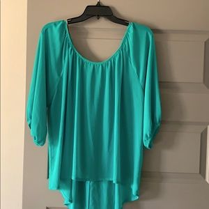 3/4 Sleeve Button Up Back Top